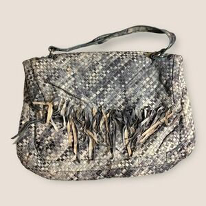 Unique Elliot Luca vintage woven shoulder bag with fringe‎ detailing
